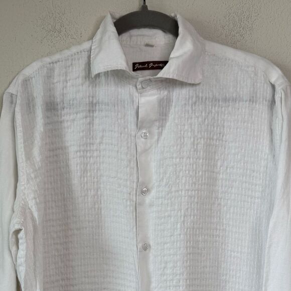 Island Importer Men’s Sz L 100% Linen Button Down Shirt Beach Textured Front - Picture 4 of 7